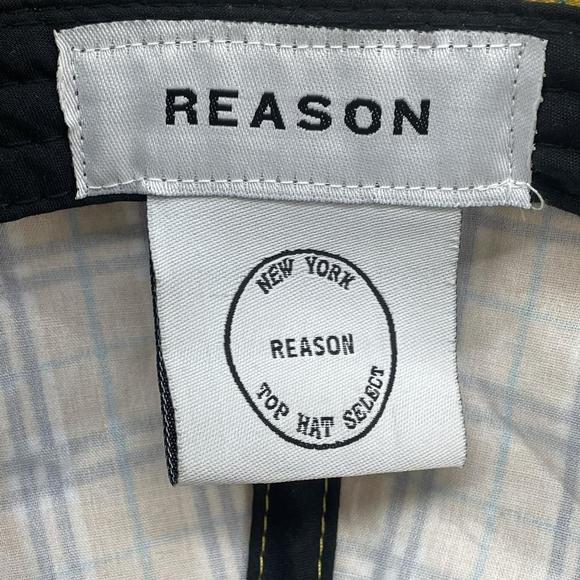 REASON YELLOW CHECKERED CAP BASEBALL TARTAN HAT Y2K - Picture 7 of 7